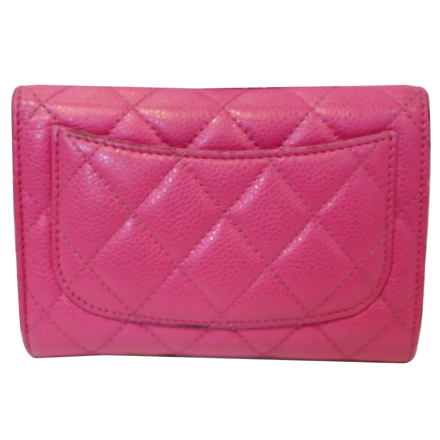 CHANEL Classic Flap Caviar Leather Wallet Pink
