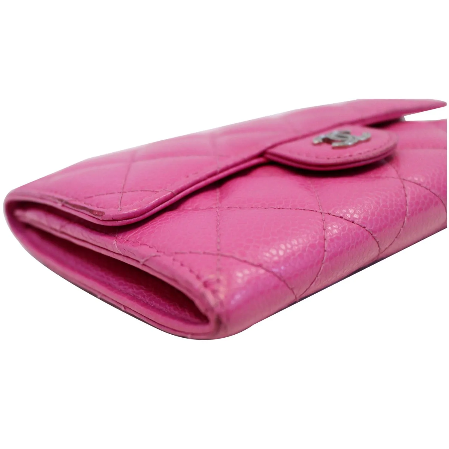 CHANEL Classic Flap Caviar Leather Wallet Pink