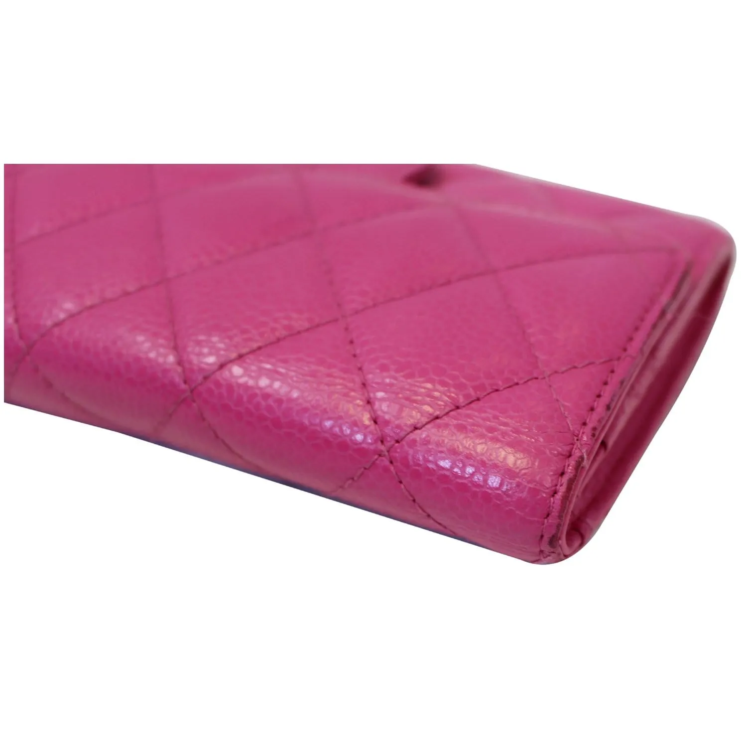 CHANEL Classic Flap Caviar Leather Wallet Pink