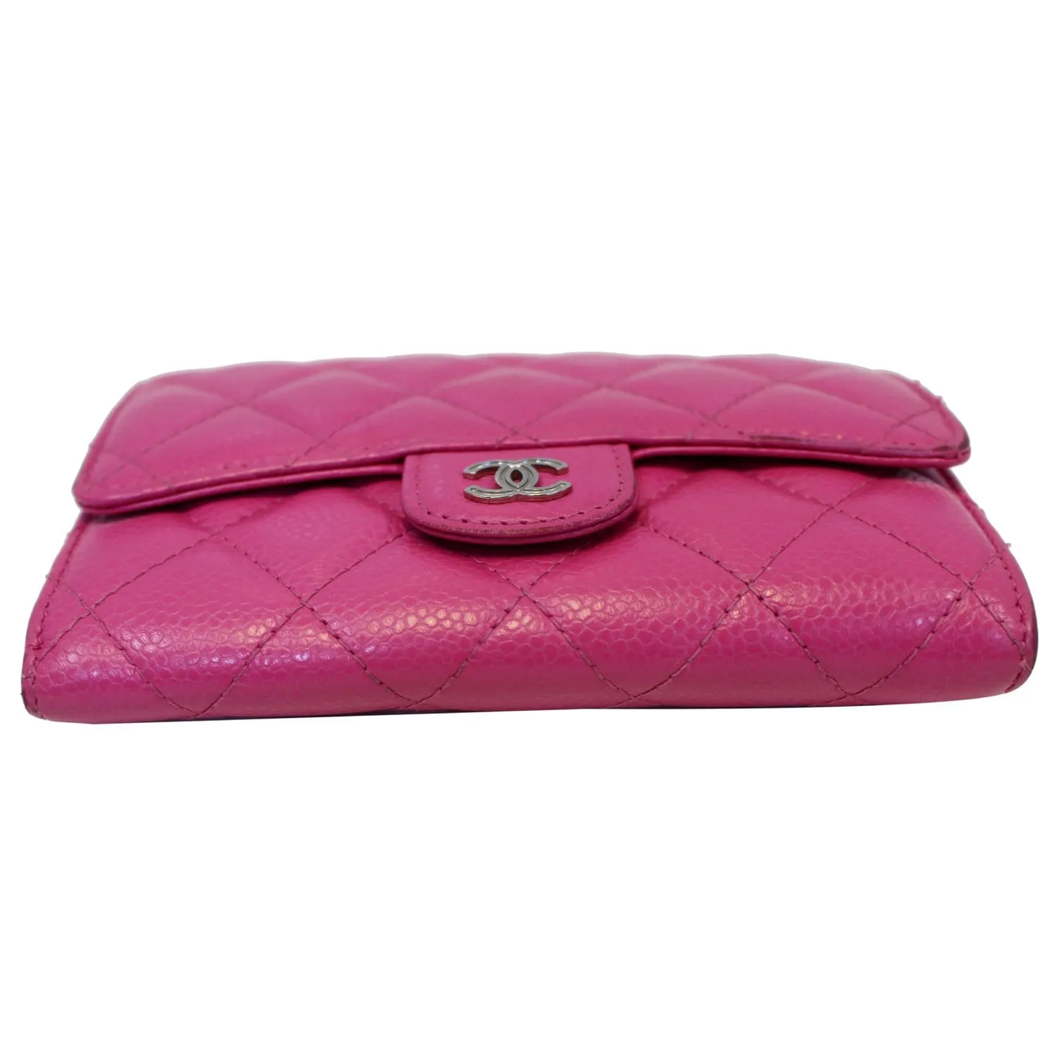 CHANEL Classic Flap Caviar Leather Wallet Pink