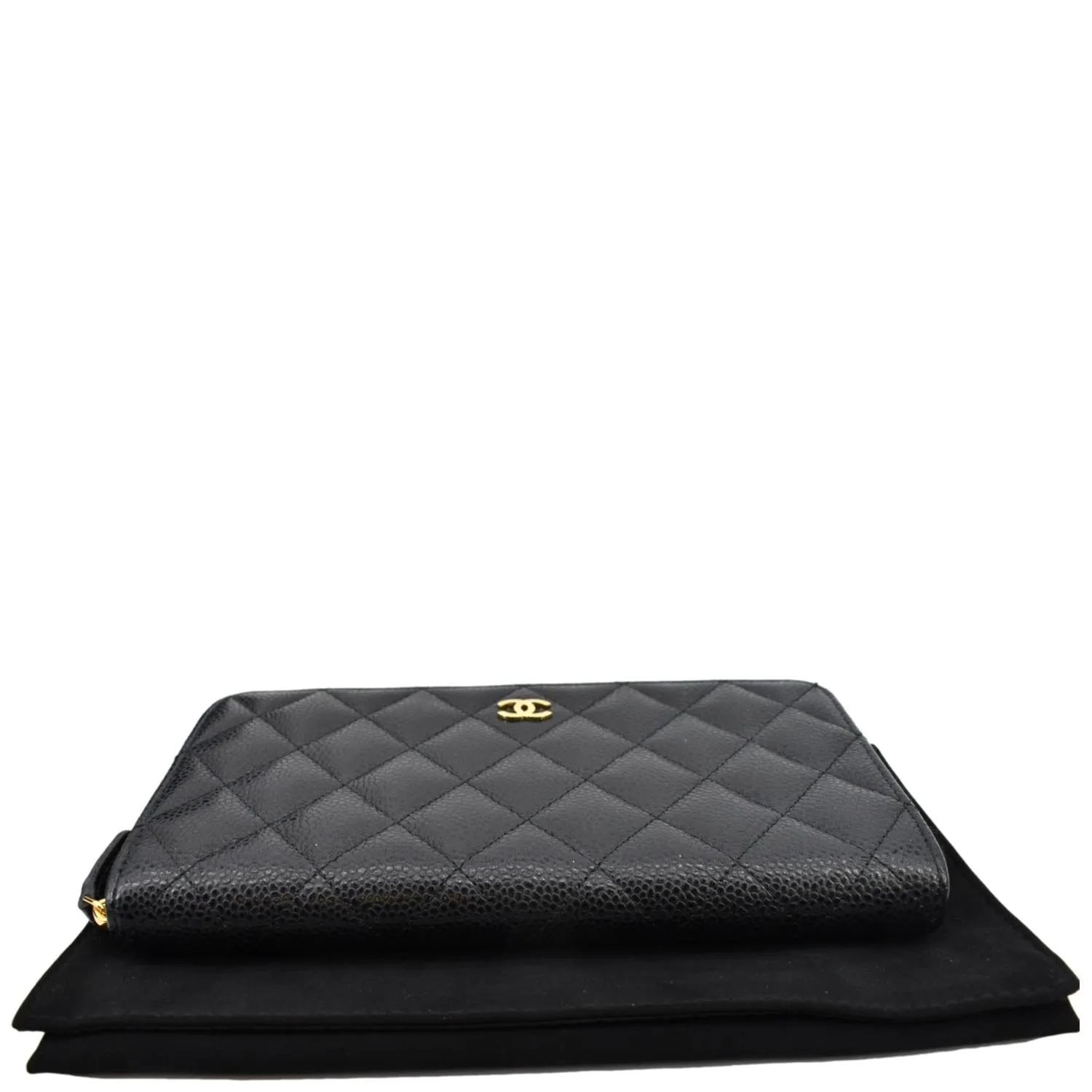 CHANEL Long Zippy Caviar Leather Wallet Black
