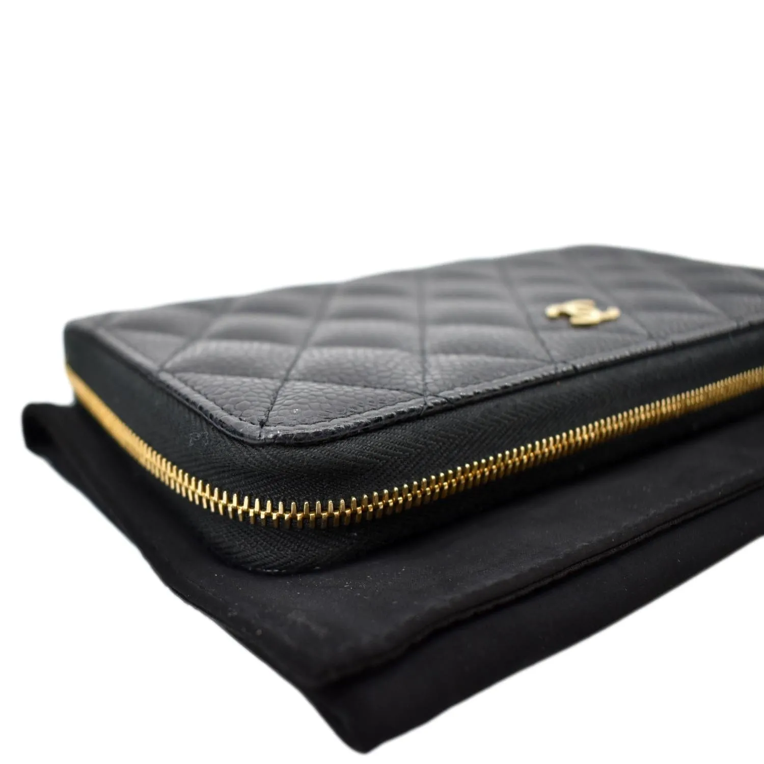 CHANEL Long Zippy Caviar Leather Wallet Black