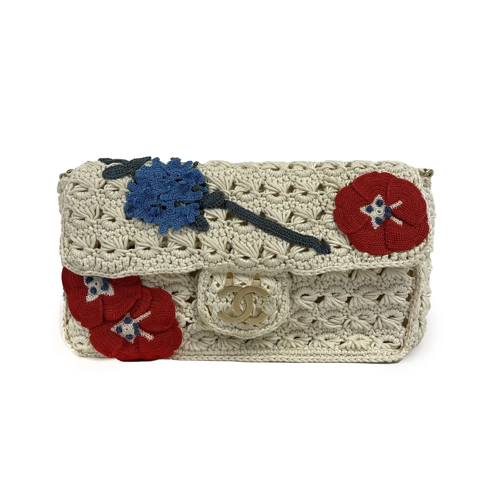 CHANEL - Runway Crochet Camellia Flap Bag - Spring 2010 - Ivory