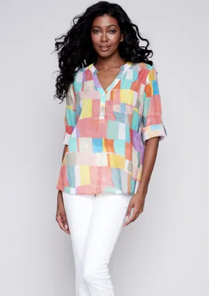 Charlie B. Colorful Mosaic Top