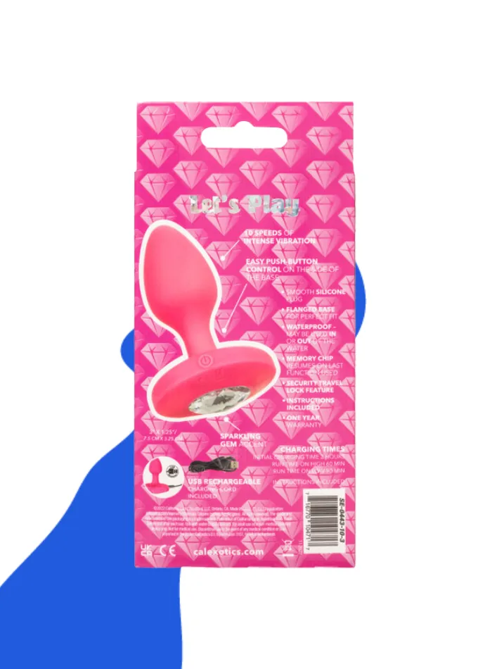 Cheeky Gems MEDIUM RECHARGEABLE VIBRATING Butt Plug Hot Pink