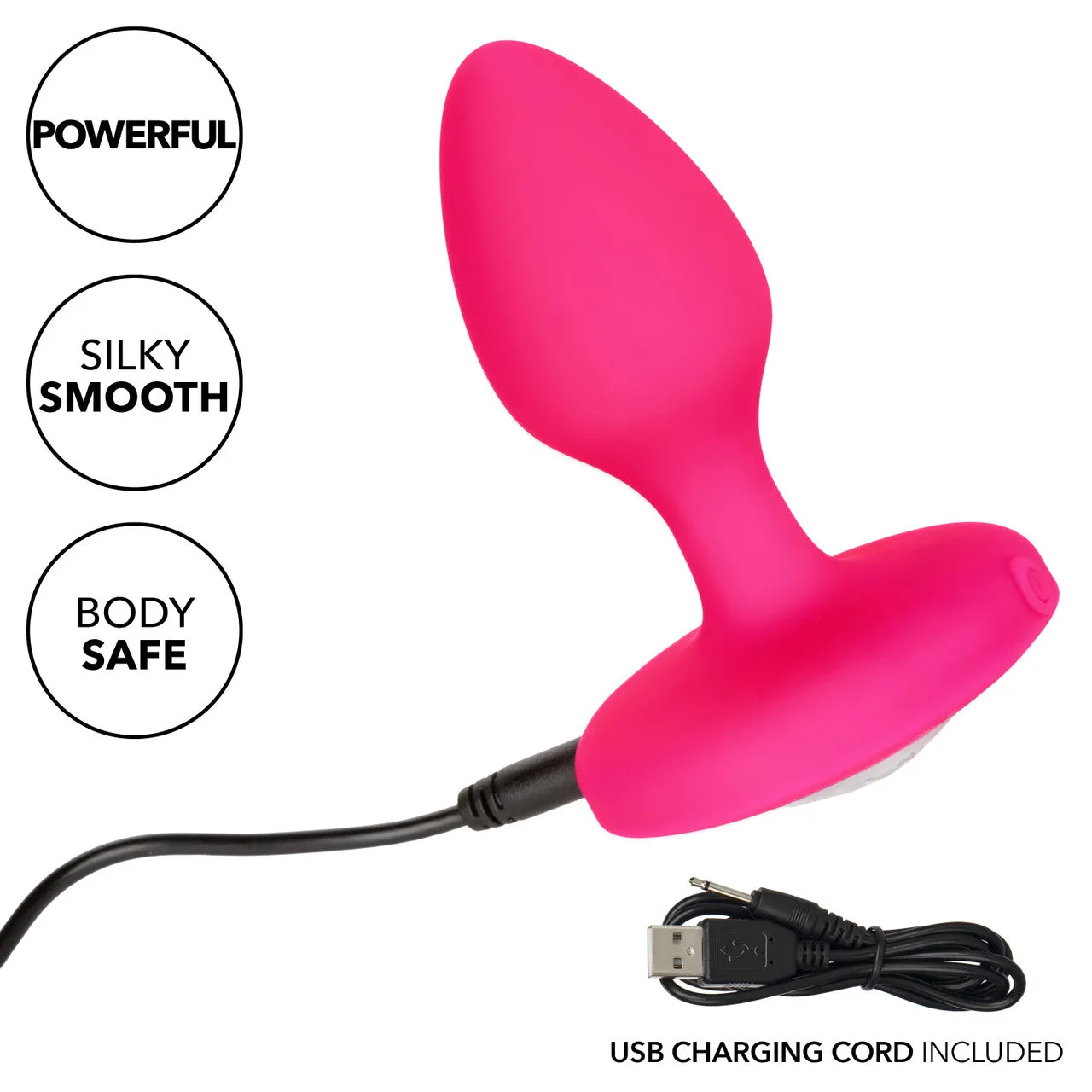 Cheeky Gems MEDIUM RECHARGEABLE VIBRATING Butt Plug Hot Pink