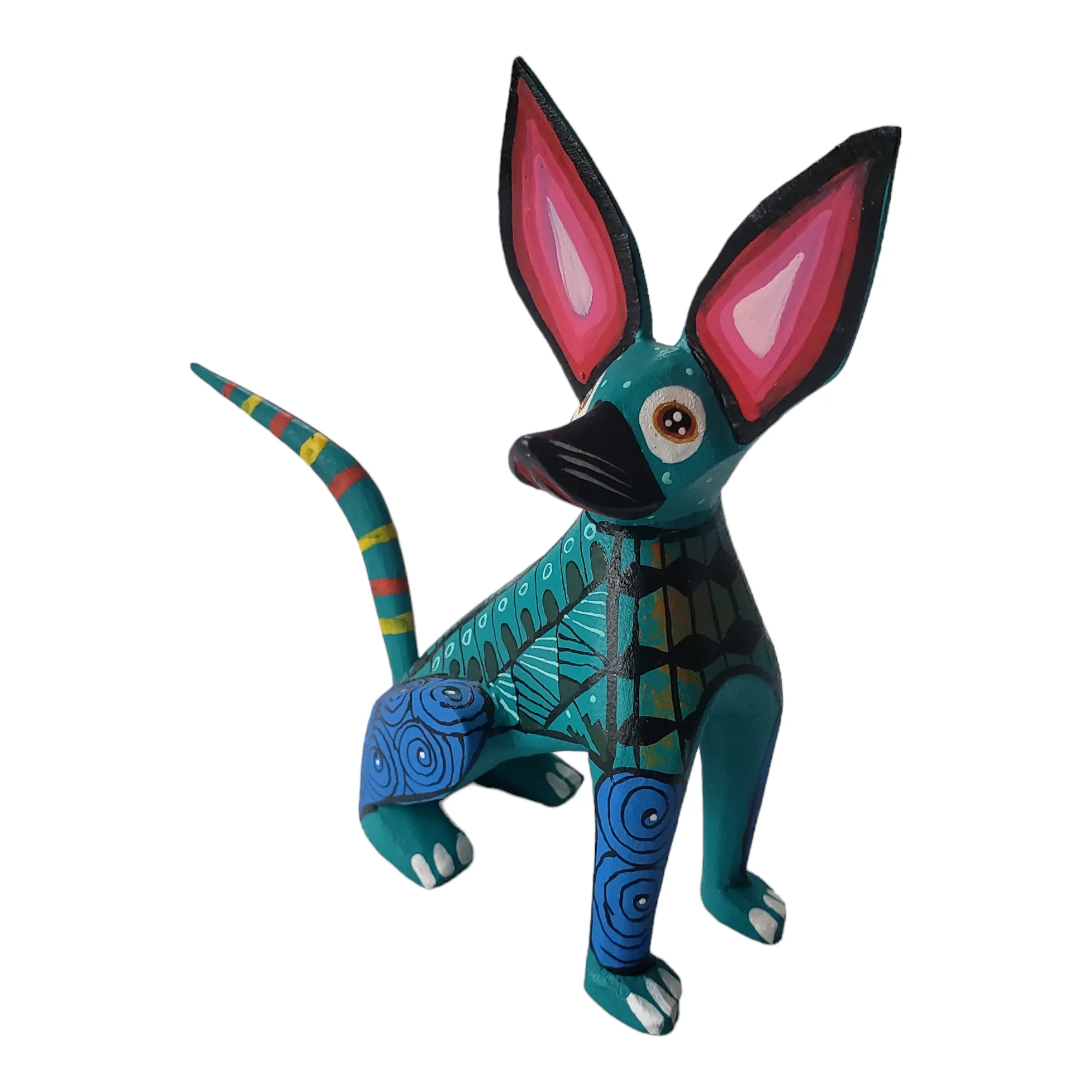 Chihuahua Dog Alebrije Wood Carving Oaxacan Folk Art