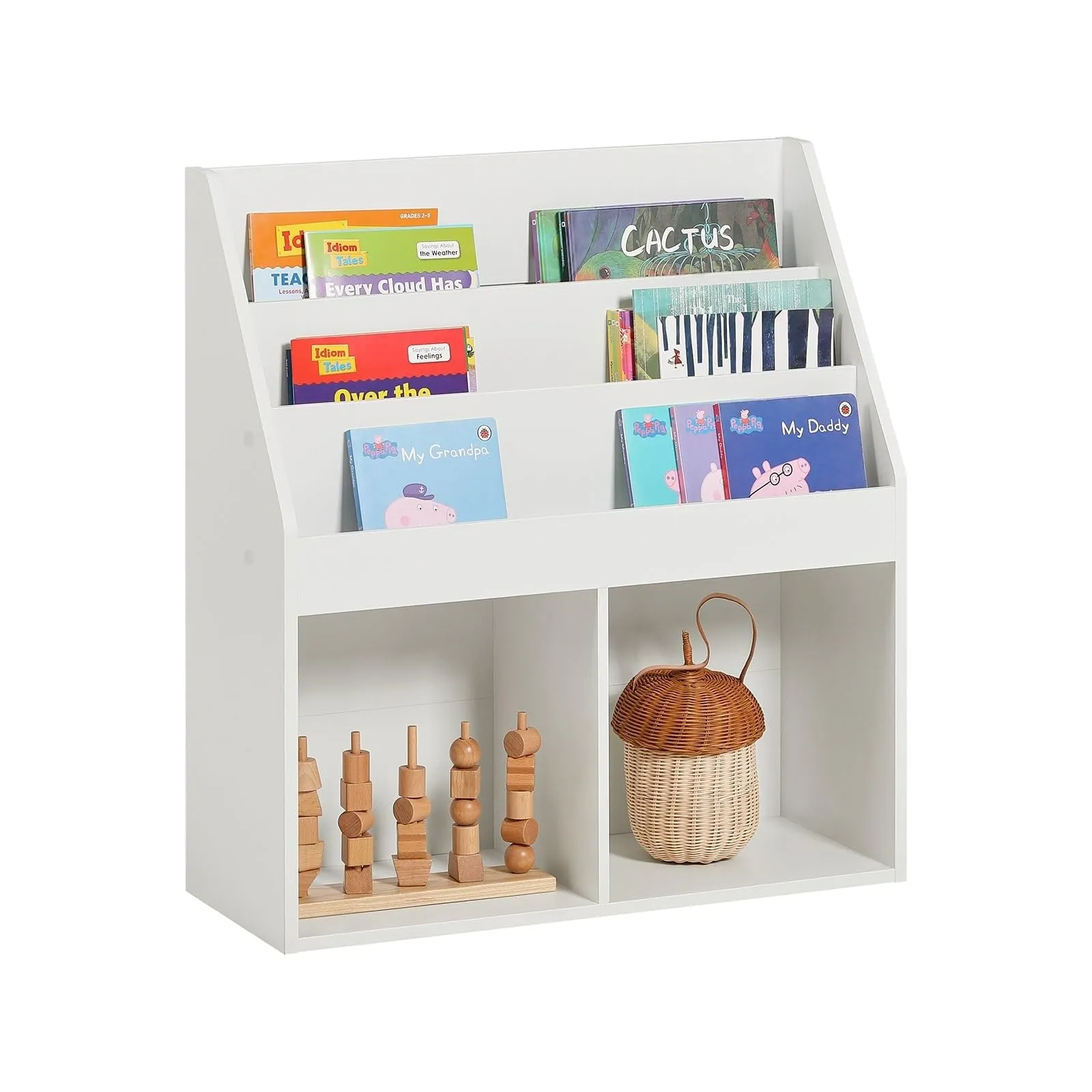 Children Kids Bookcase Storage Display Rack Organizer Holder White