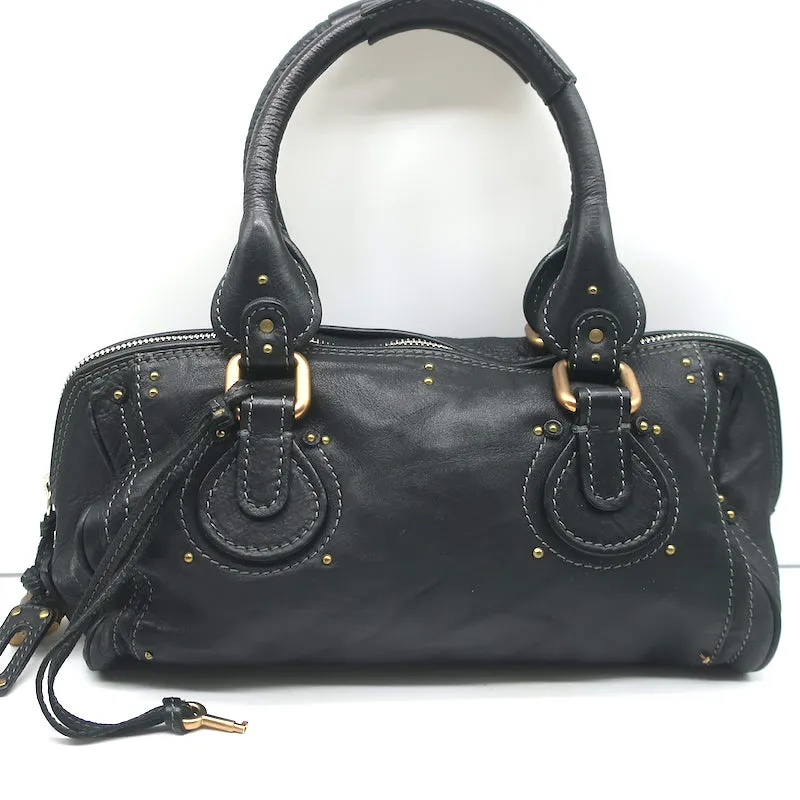 Chloe Paddington Shoulder Bag Black Leather