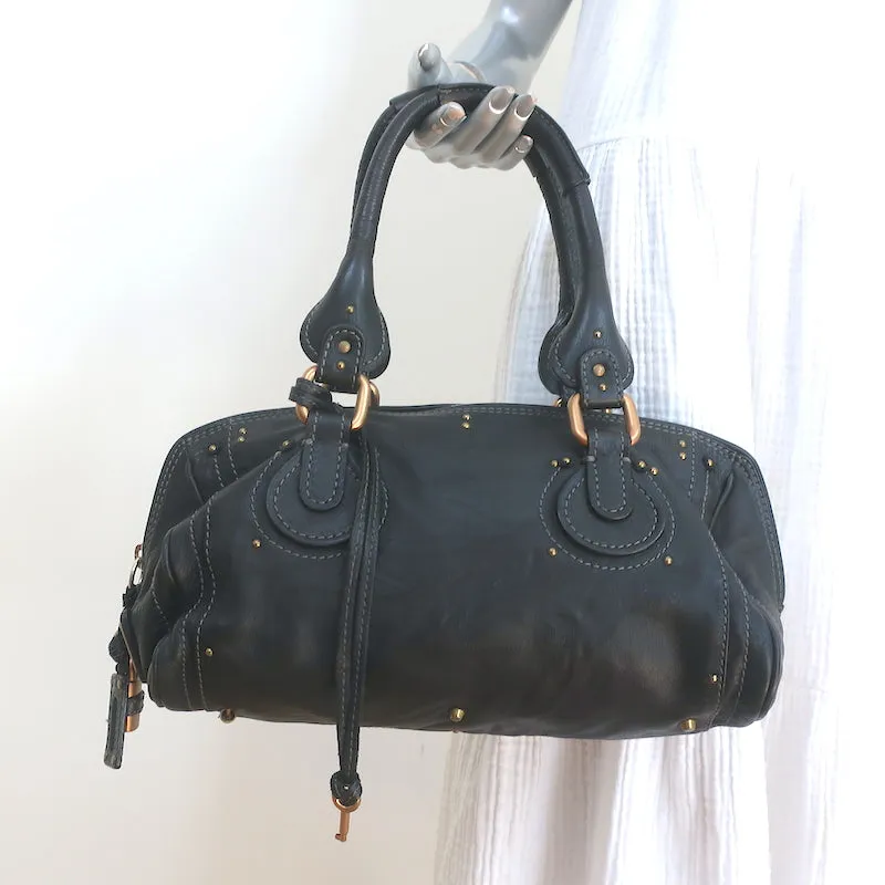Chloe Paddington Shoulder Bag Black Leather