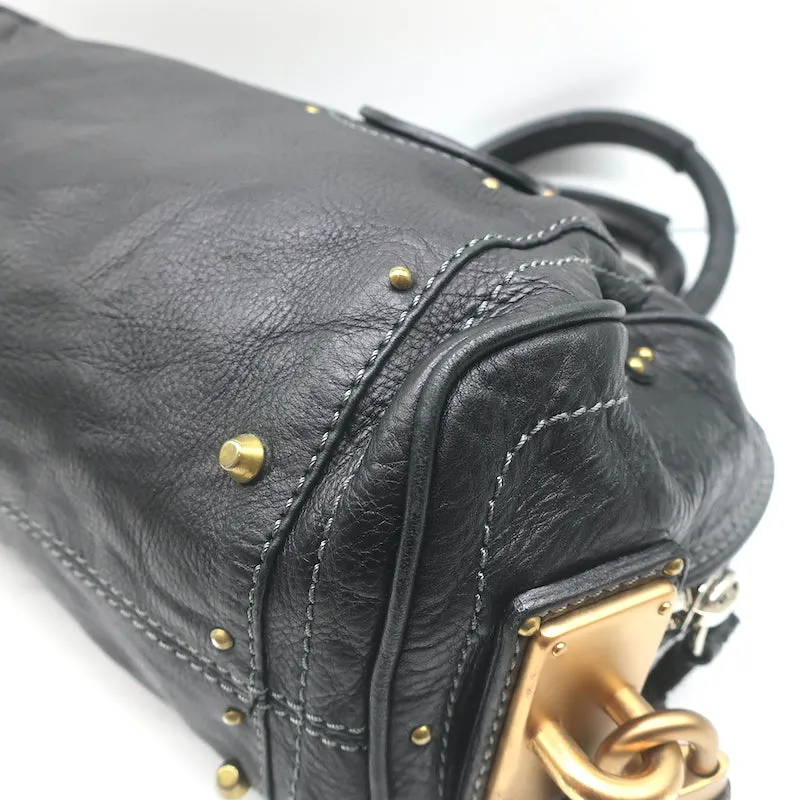 Chloe Paddington Shoulder Bag Black Leather