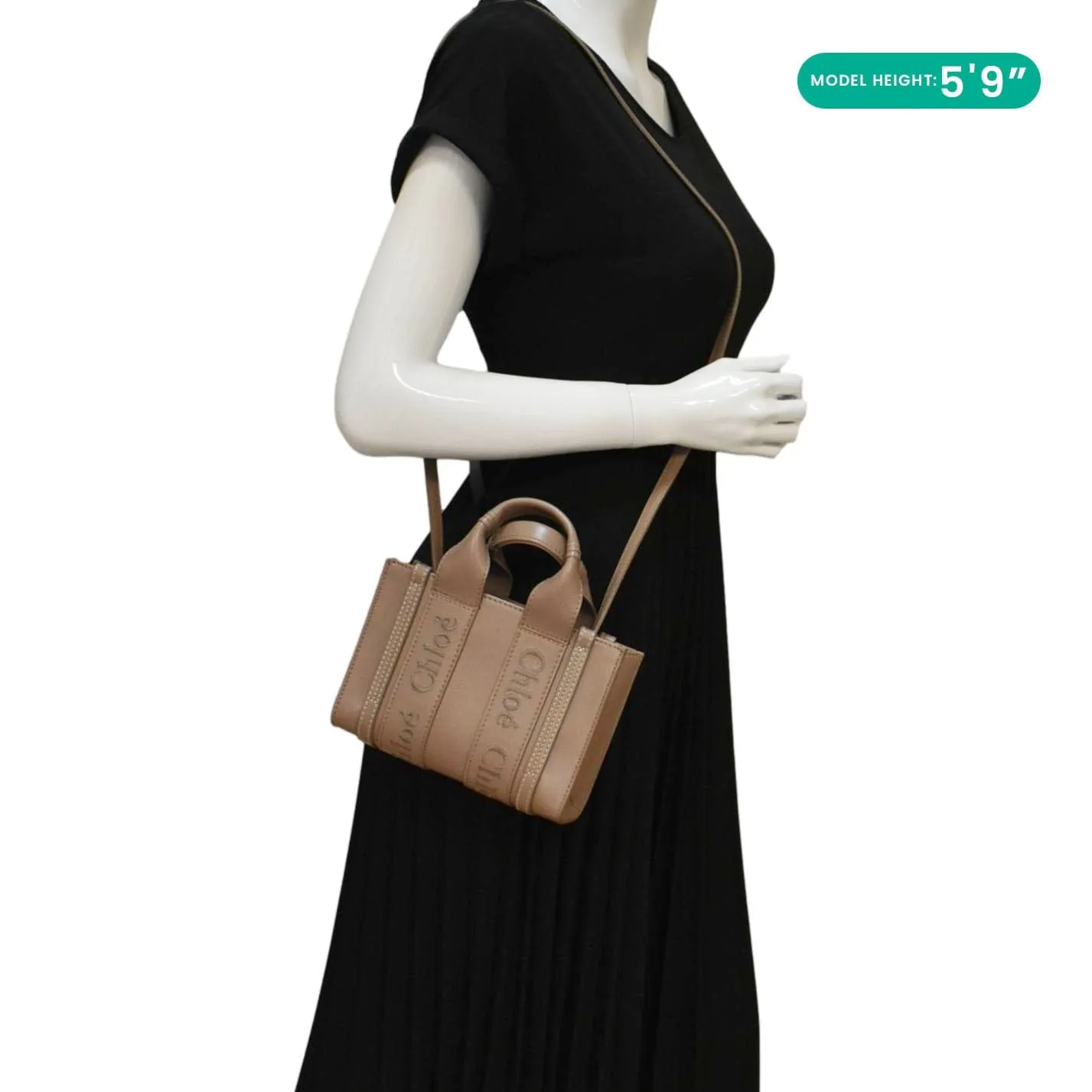 CHLOE Woody Calfskin Leather Tote Bag Brown