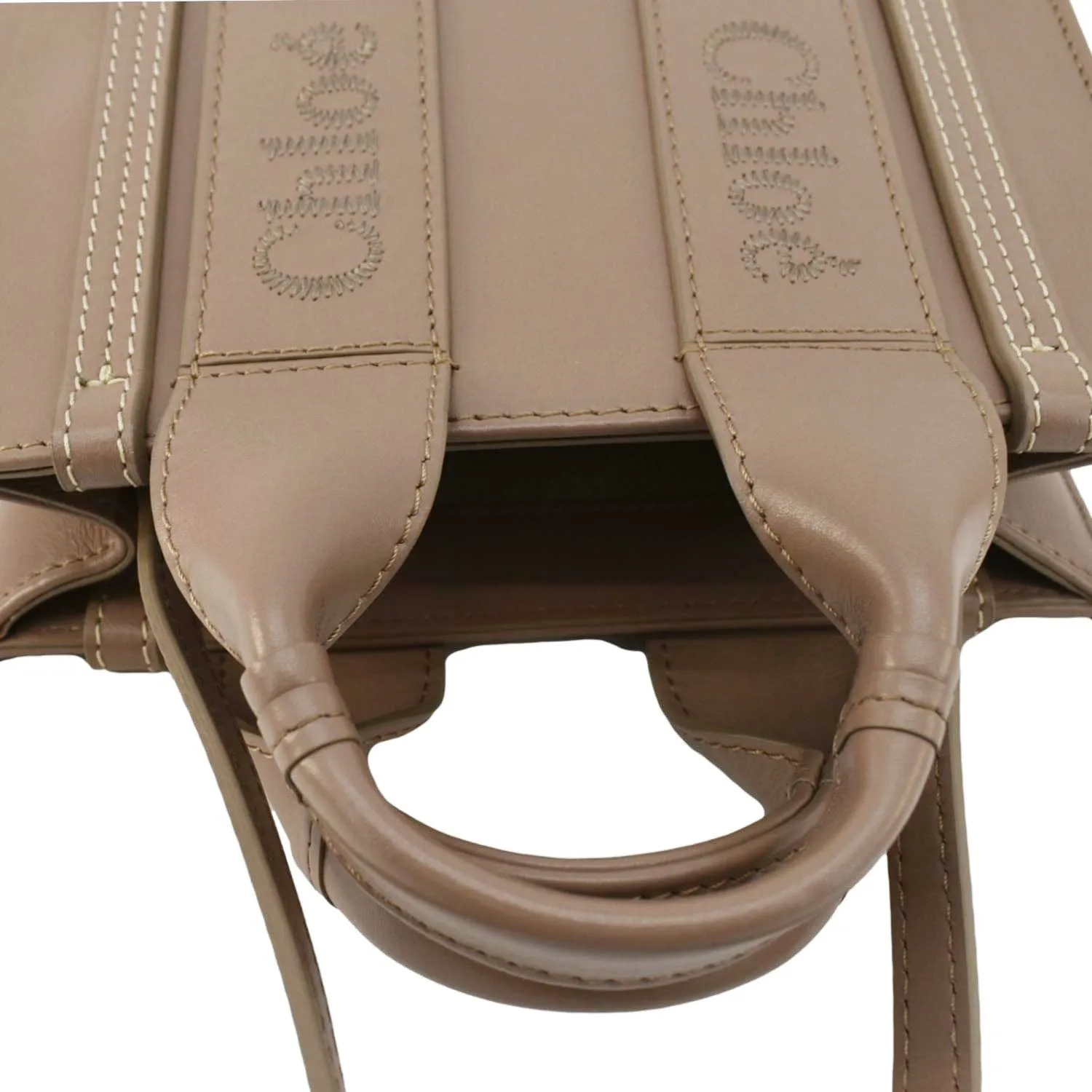 CHLOE Woody Calfskin Leather Tote Bag Brown