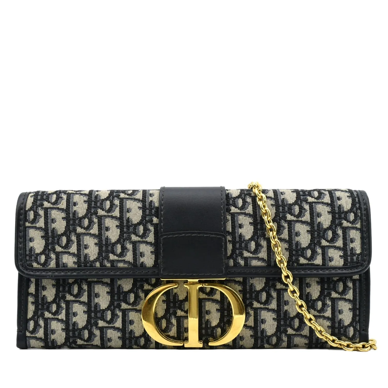 CHRISTIAN DIOR 30 Montaigne Oblique Jacquard Crossbody Clutch Blue