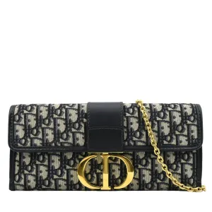 CHRISTIAN DIOR 30 Montaigne Oblique Jacquard Crossbody Clutch Blue
