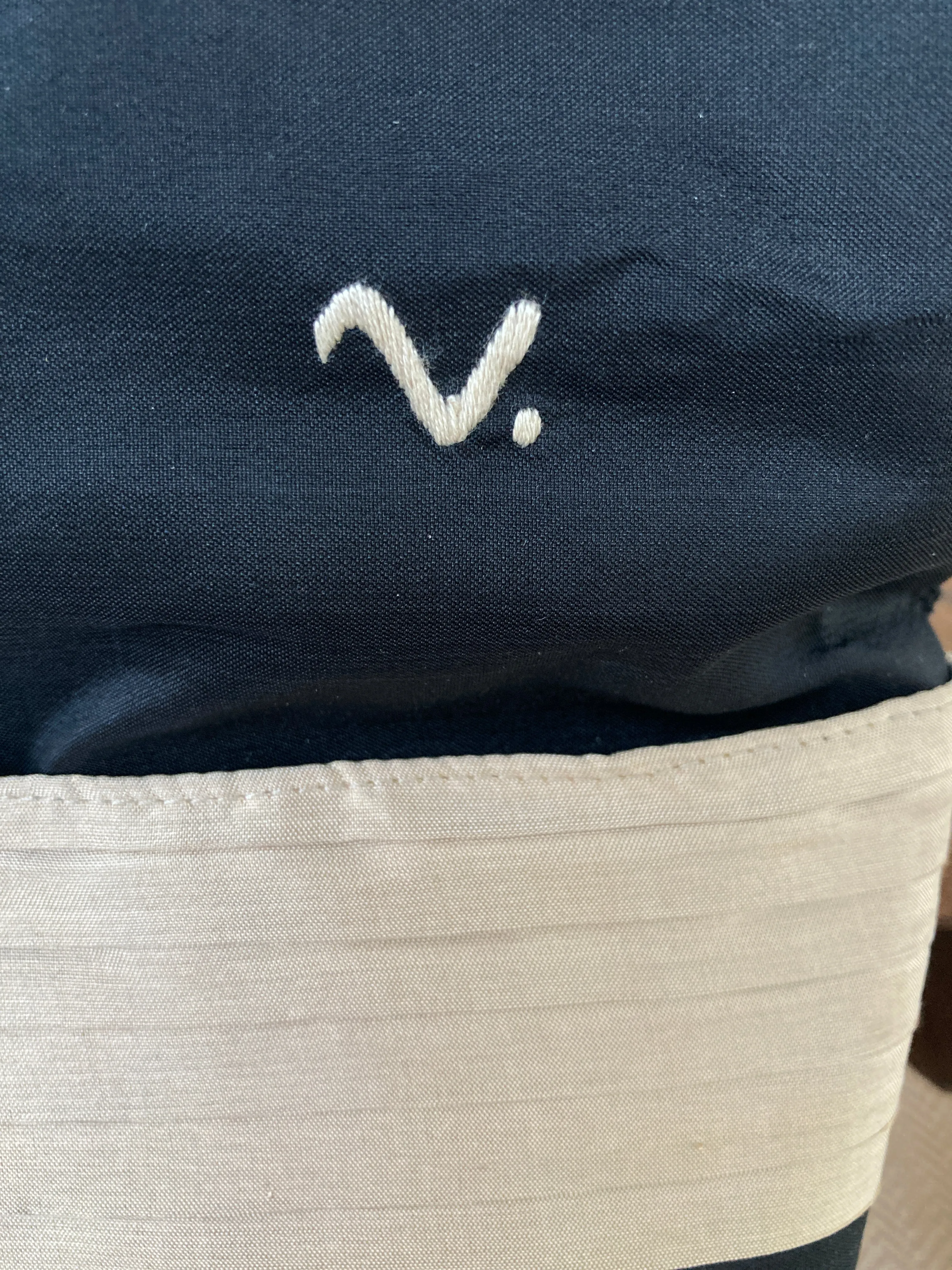Clare V. Black/Taupe Silk and Leather Tote