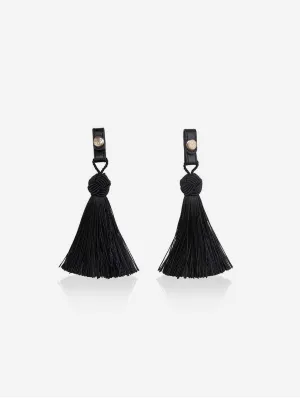 Classic Vegan Leather & Vegan Silk Tassels | Midnight Black