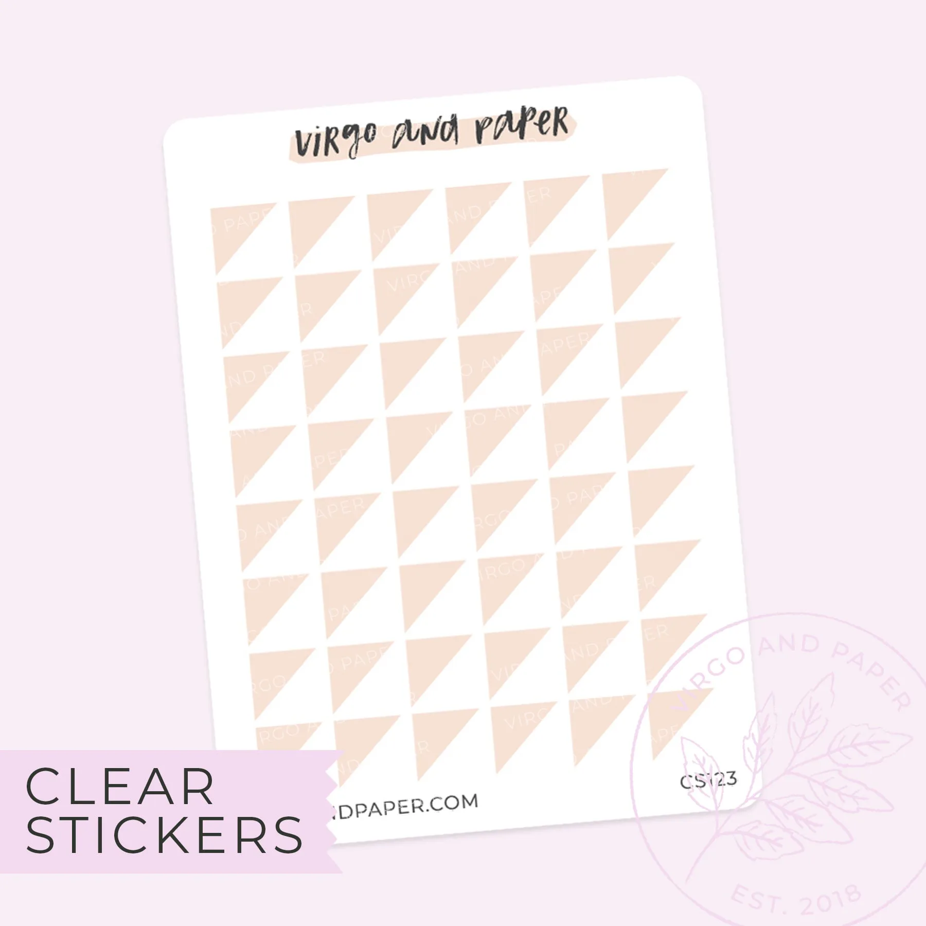 Clear Corner Triangle Stickers in Blush Pink