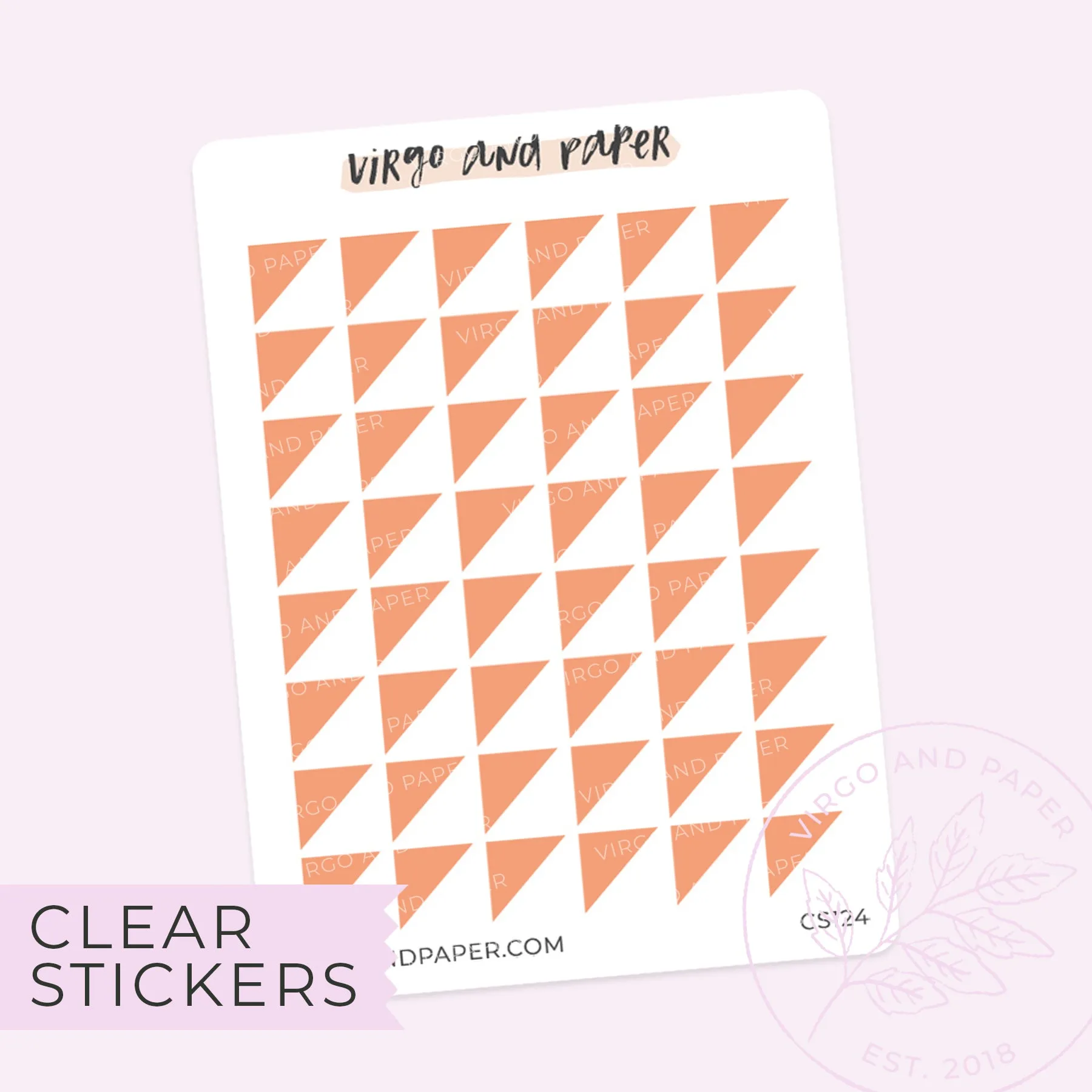 Clear Corner Triangle Stickers in Coral