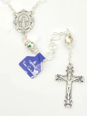 Clear Genuine Crystal and Cloisonné Rondelle Rosary