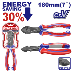 Clește de Tăiere Diagonală de Mare Putere cu Pârghie - 180 mm (7") - EPLRHD0721, EMTOP