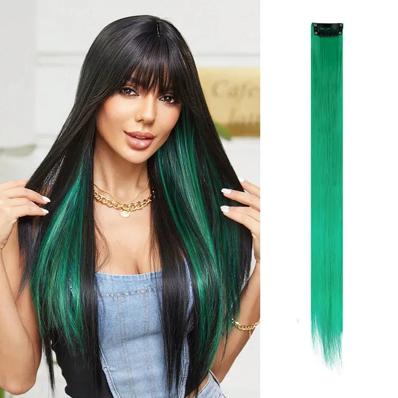 Clip In Seamless Reusable Hair Extensions Colored Silky Straight Human Hair 10Pcs/25g