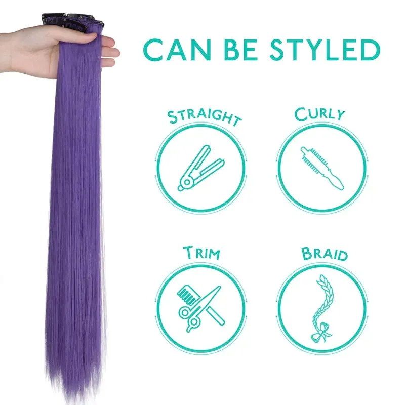 Clip In Seamless Reusable Hair Extensions Colored Silky Straight Human Hair 10Pcs/25g