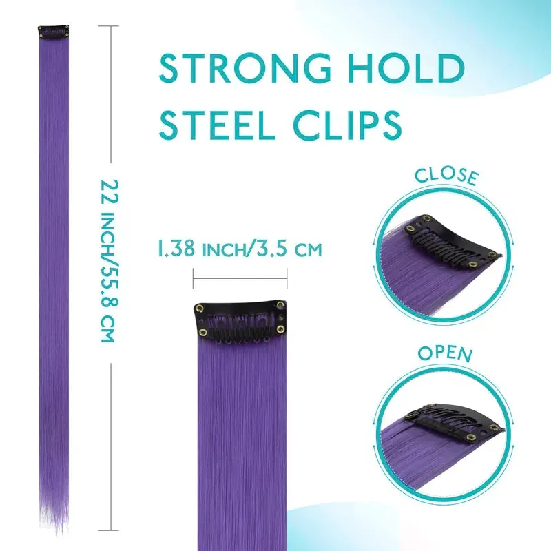 Clip In Seamless Reusable Hair Extensions Colored Silky Straight Human Hair 10Pcs/25g