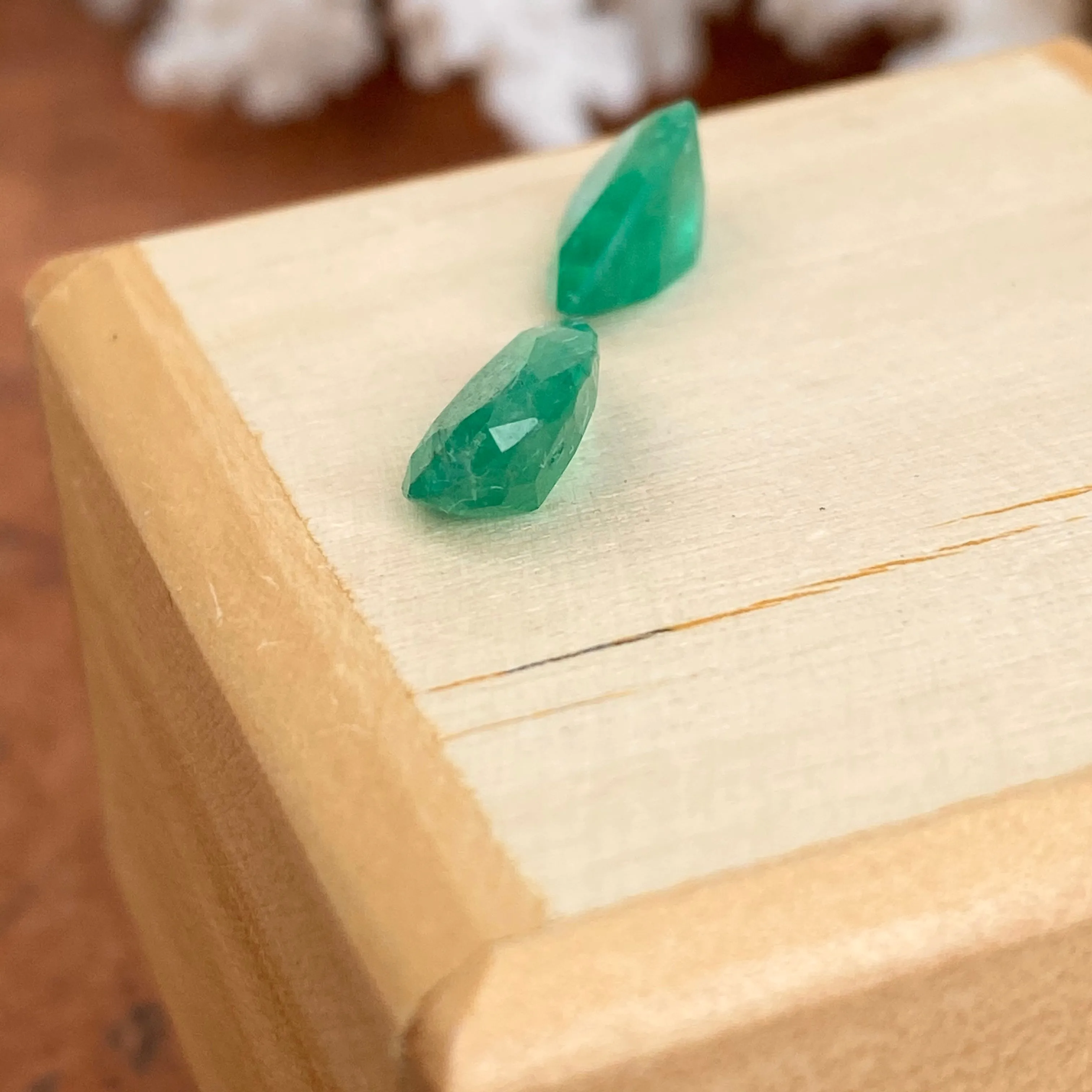 Colombian Emerald Cut Pear Shape Loose Emerald Pair 3.71 CT