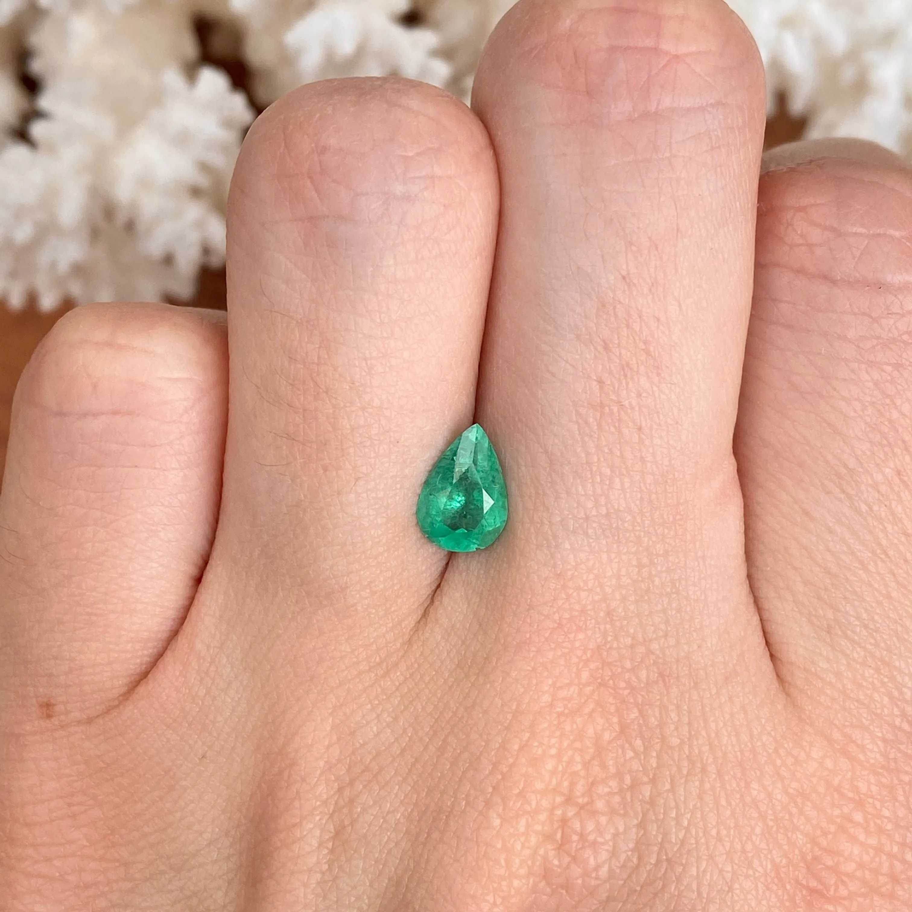 Colombian Emerald Cut Pear/Teardrop Shape Loose Emerald 1.02 CT