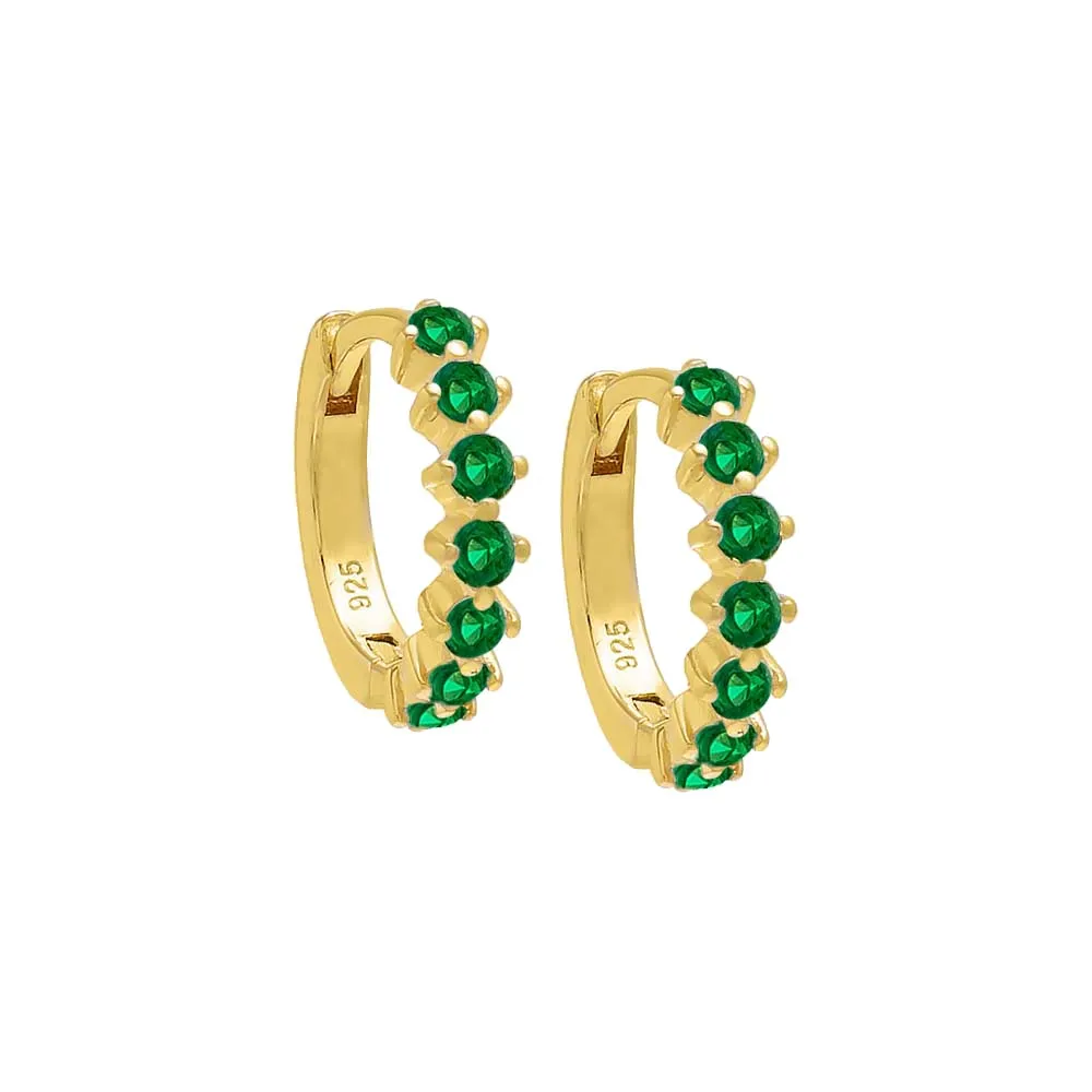 Colored Diagonal Embedded Huggie Earring