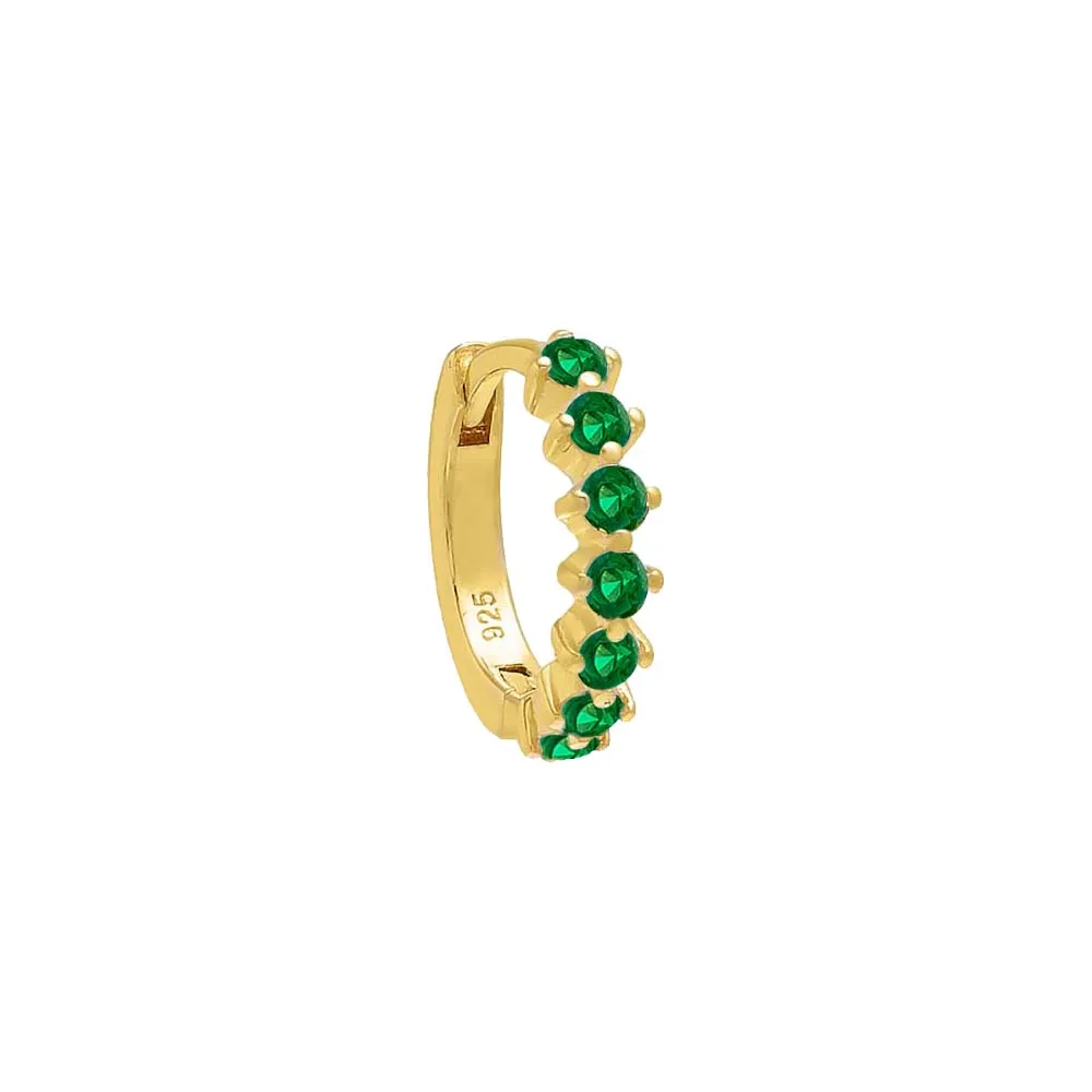 Colored Diagonal Embedded Huggie Earring