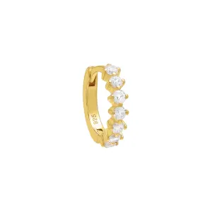 Colored Diagonal Embedded Huggie Earring
