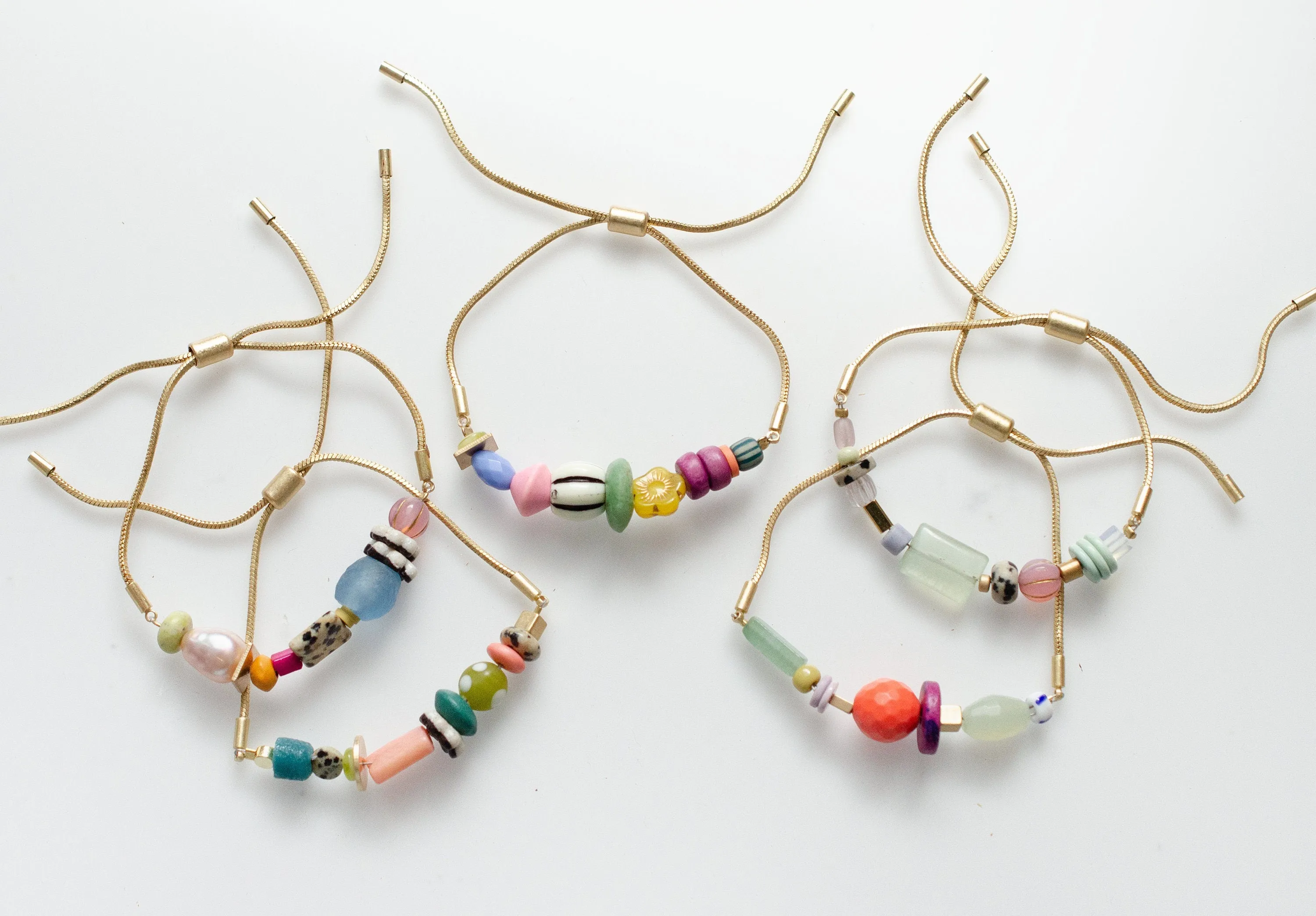 Colorful beaded bracelet, gold pull bracelet, gemstone bracelet, stackable bracelets bridesmaid gift, colorful jewelry, colorful jewelry