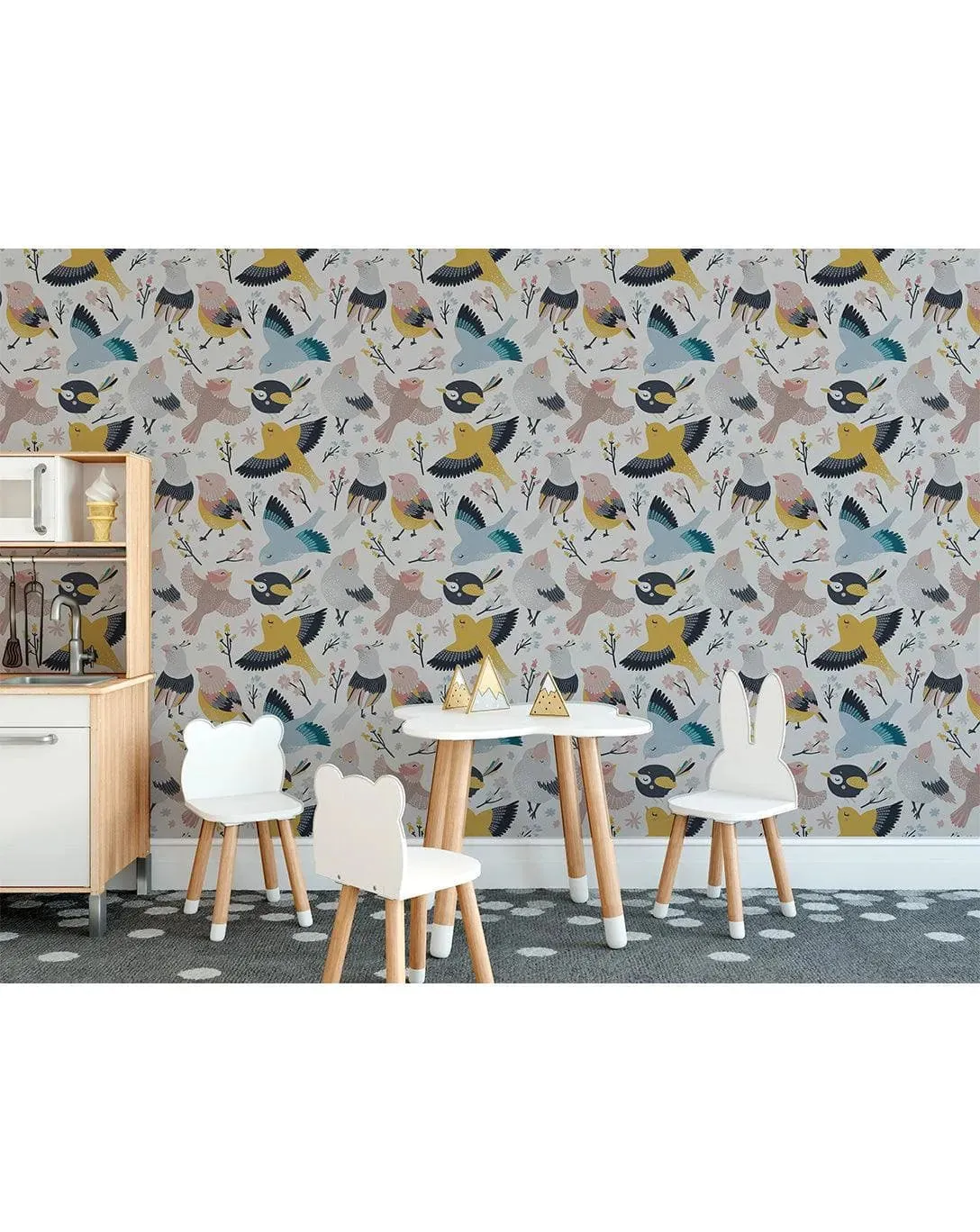 Colorful Birds Kids Print Removable Wallpaper