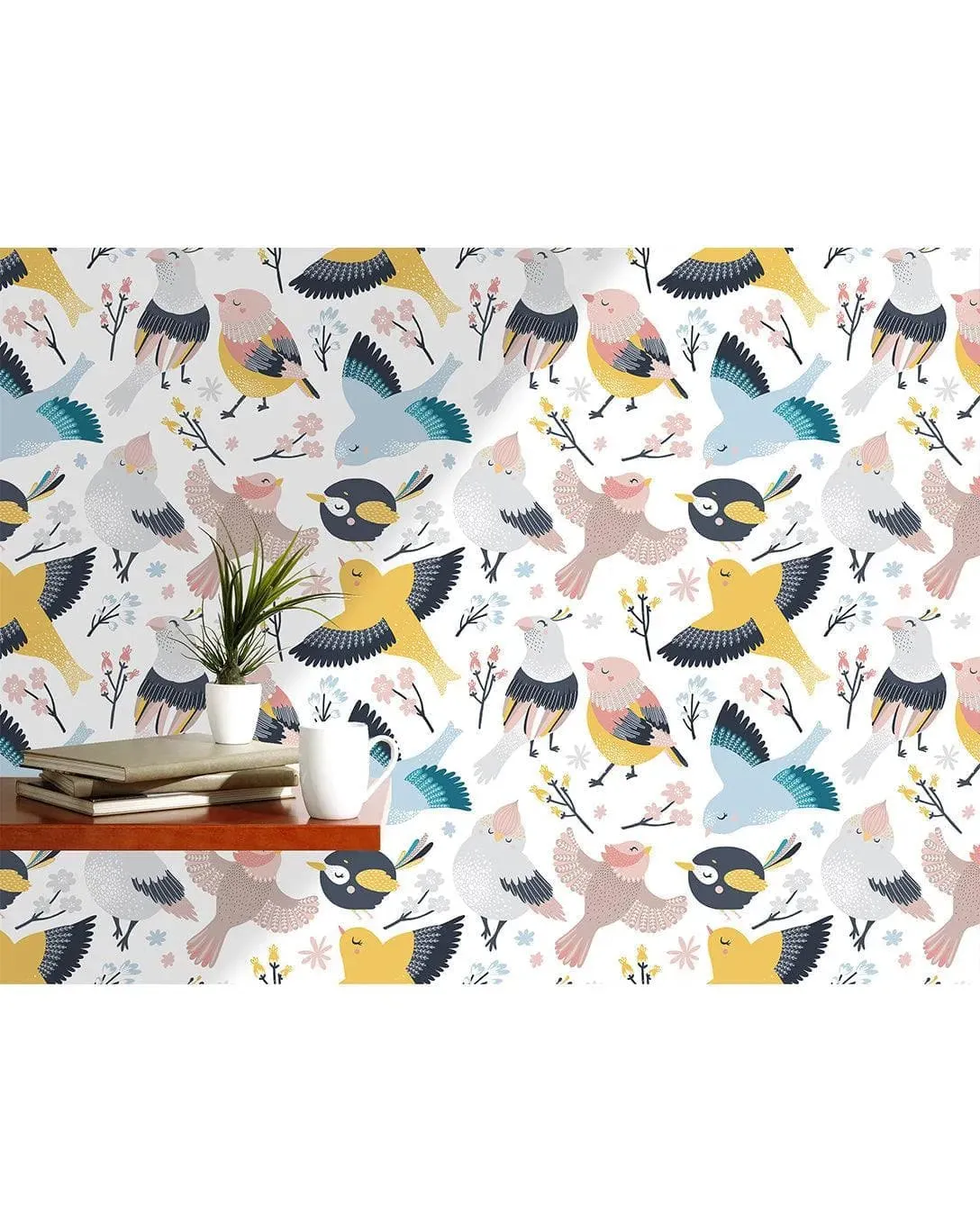 Colorful Birds Kids Print Removable Wallpaper