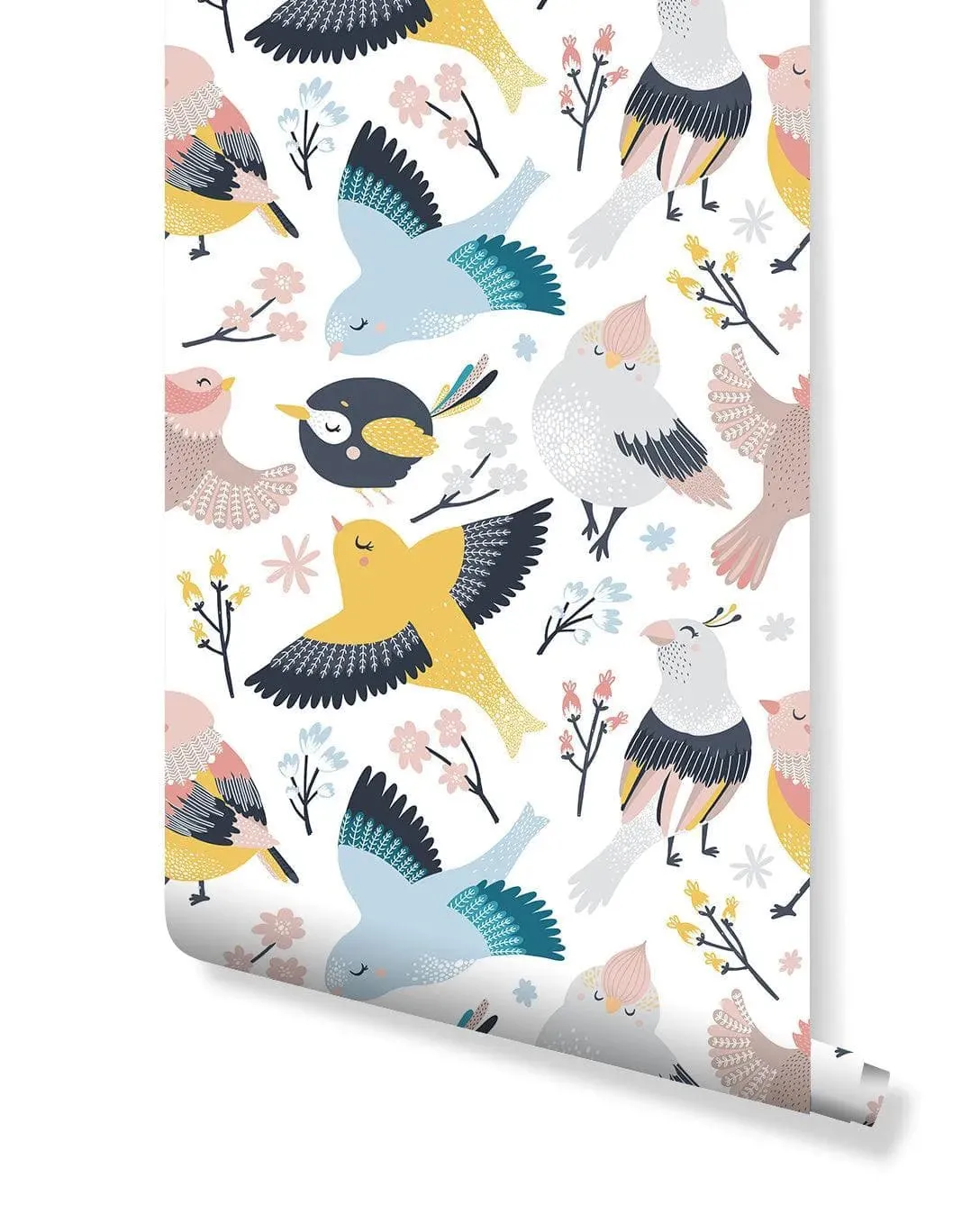 Colorful Birds Kids Print Removable Wallpaper
