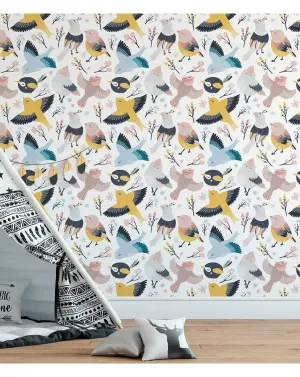 Colorful Birds Kids Print Removable Wallpaper