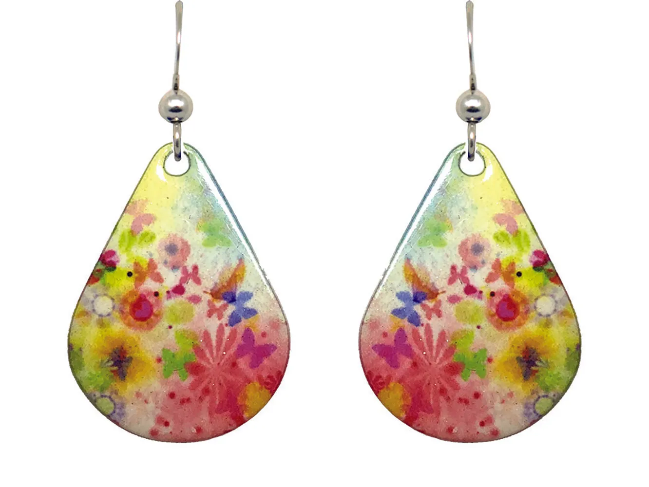 Colorful Butterflies Earrings, sterling silver French hooks, Item# 1131