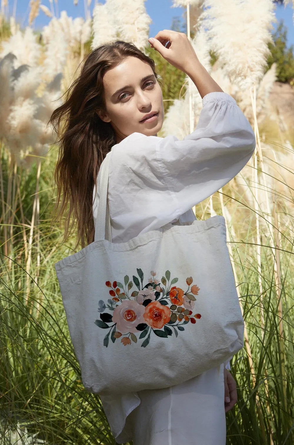 COLORFUL FLORAL CANVAS BAG