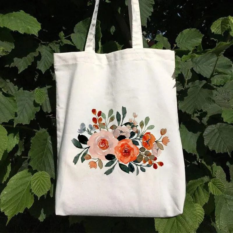 COLORFUL FLORAL CANVAS BAG