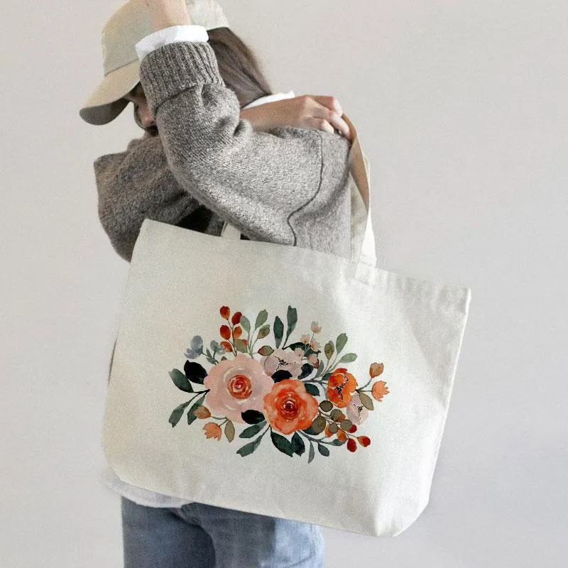 COLORFUL FLORAL CANVAS BAG