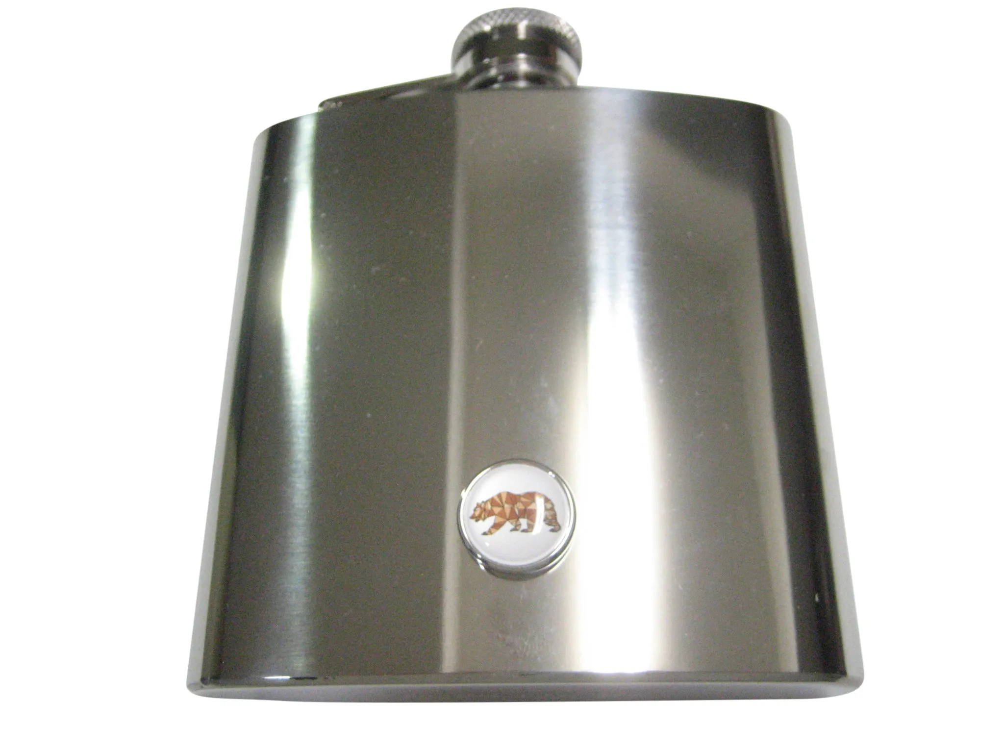 Colorful Geometric Bear 6oz Flask