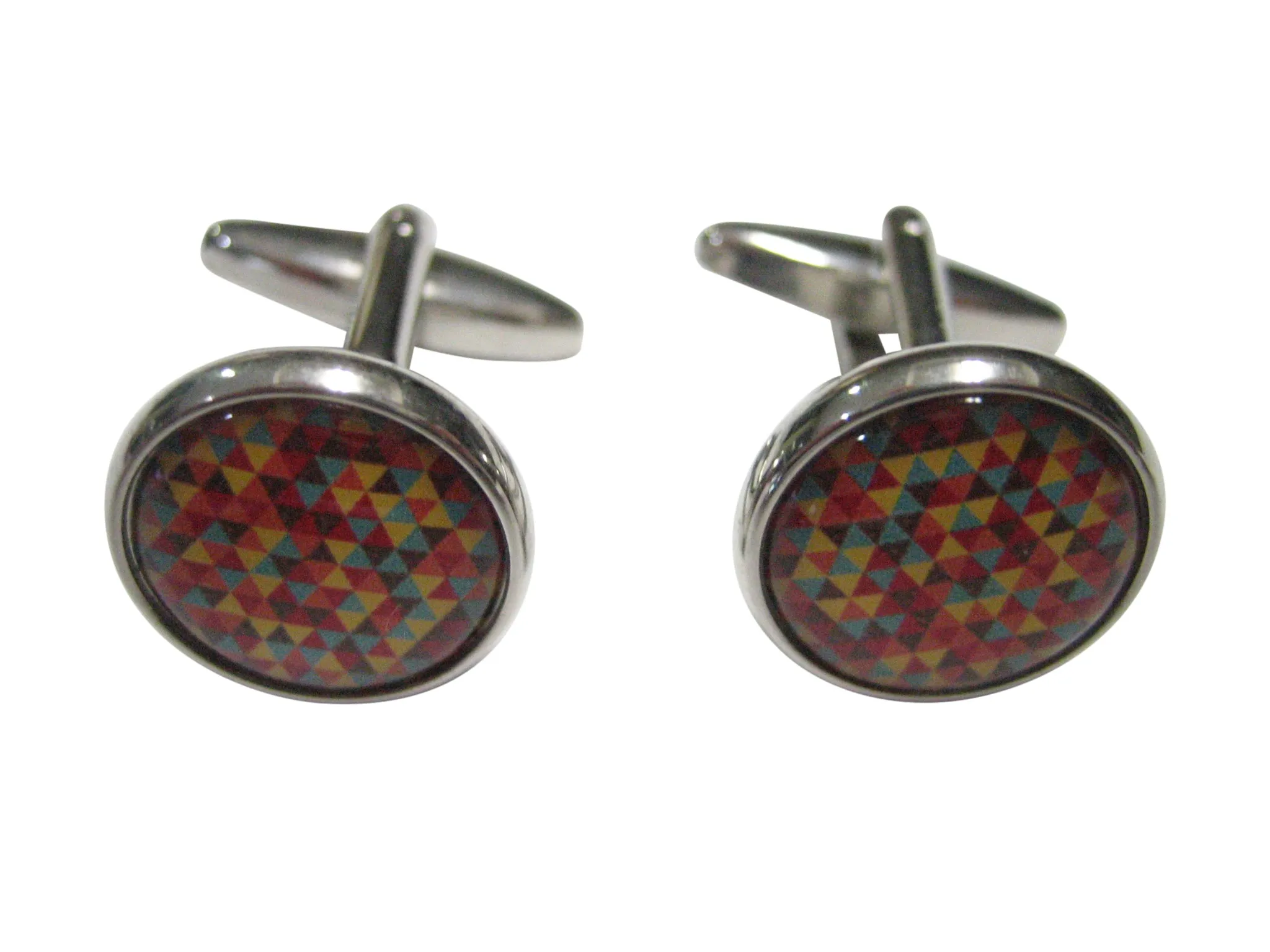 Colorful Geometric Triangle Design Cufflinks