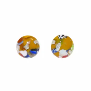 Colorful Klimt Style Murano Glass Stud Earrings - Sterling Post Earrings