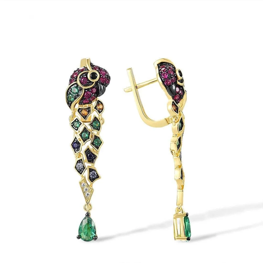 Colorful Parrot Drop Earrings
