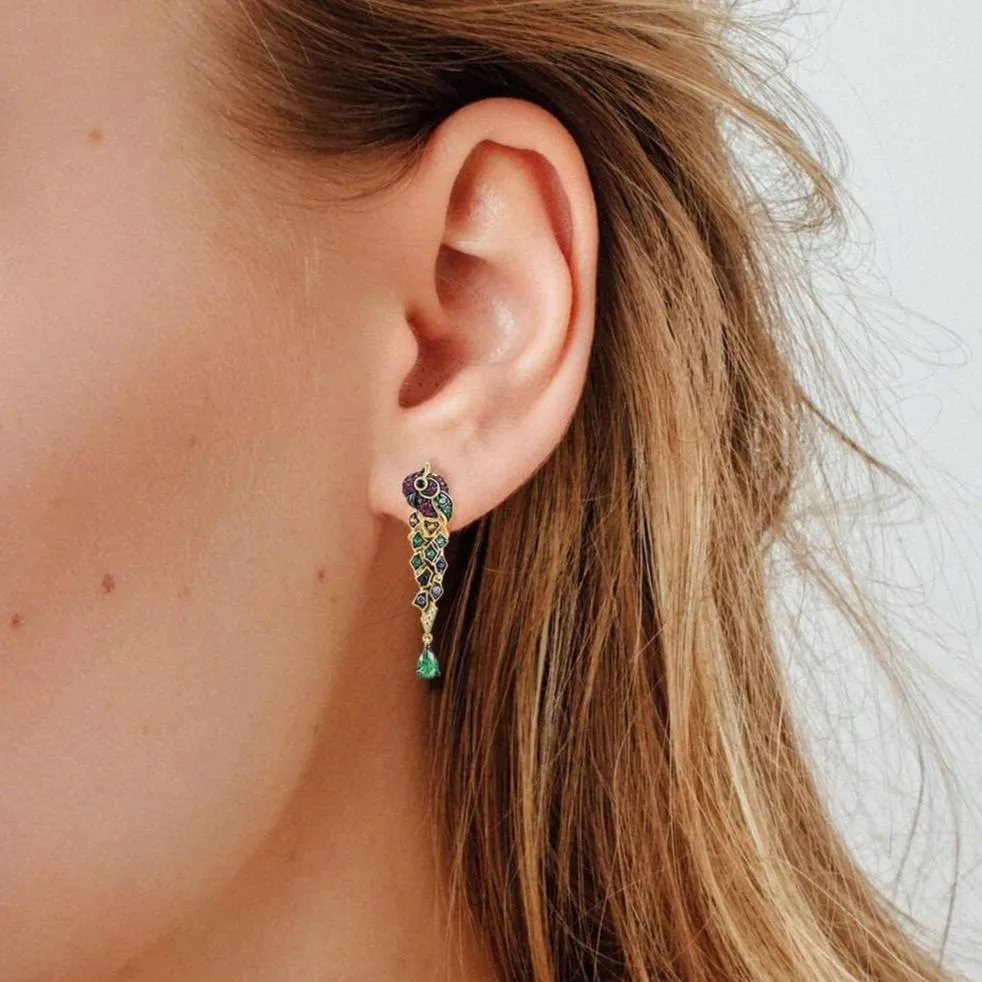 Colorful Parrot Drop Earrings
