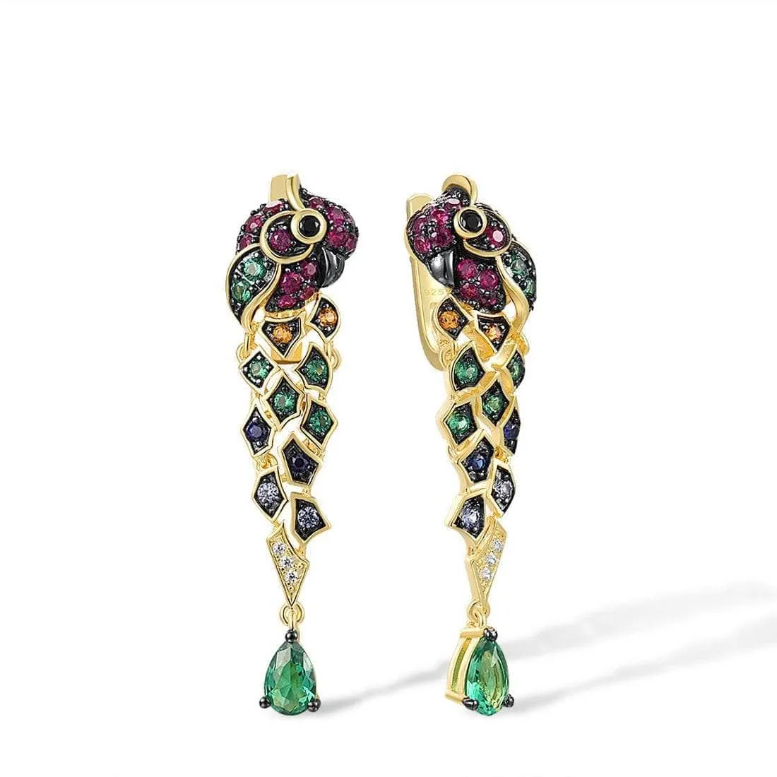Colorful Parrot Drop Earrings