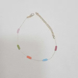 Colorful Rectangular Bead Chain Anklet
