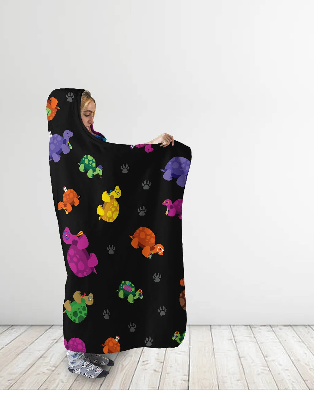 Colorful Turtle Hooded Blanket